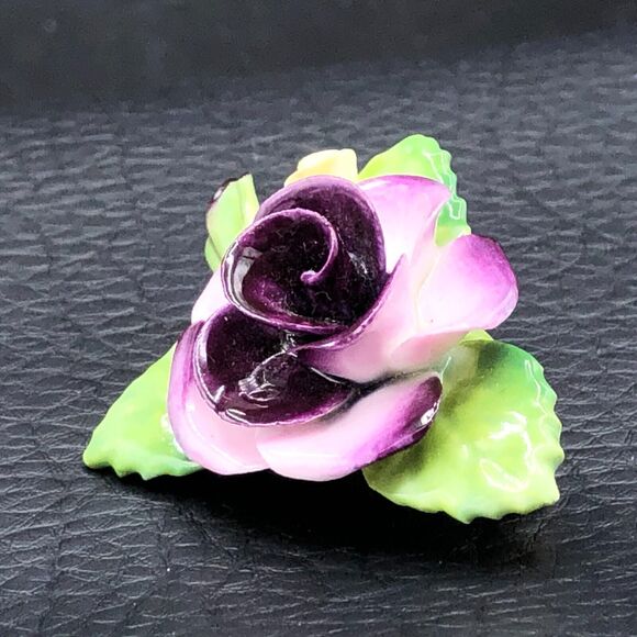 Cara China Porcelain Flower Brooch Purple Rose Staffordshire England Floral Pin - Picture 5 of 9